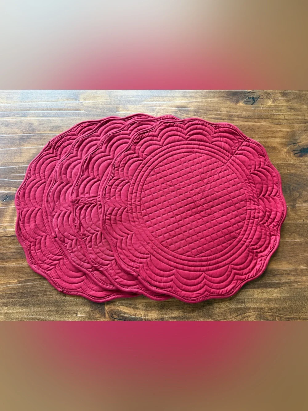 Cranberry Red Quilted Oval Placemats